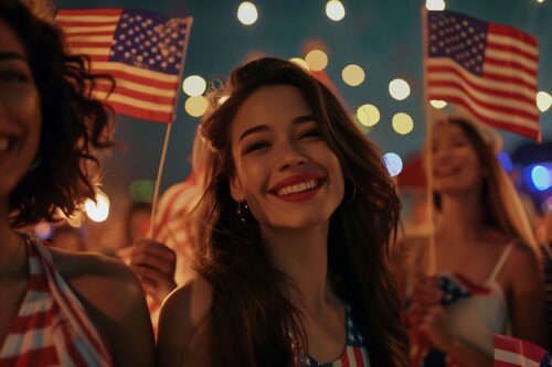 Smiling Indian student celebrating U.S. acceptance with American flag, symbolizing successful F-1 visa approval for Fall 2025 intake.